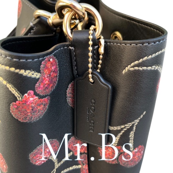Coach Rowan Bucket Bag With Cherry Print Leather Purse - Picture 5 of 10